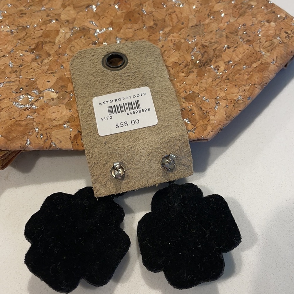 Anthropologie earrings, black rhinestone details - Picture 4 of 5
